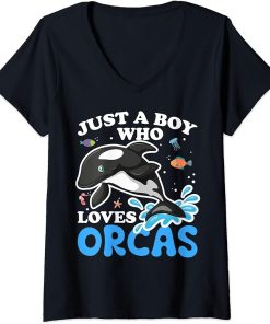 Womens Funny Orca Lover Graphic for Women Men Kids Whale V-Neck T-Shirt