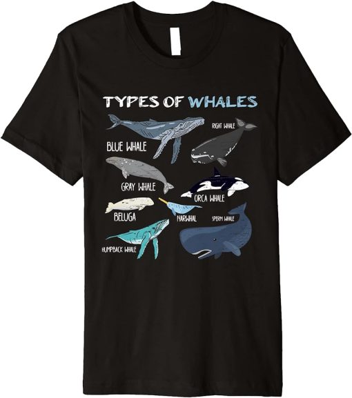 Types Of Whales - Orca Narwhal Premium T-Shirt