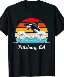 Vintage Pittsburg CA Distressed Orca Killer Whale Art T-Shirt