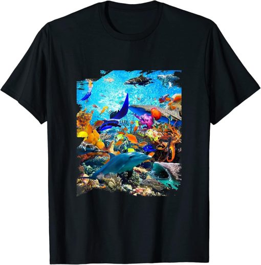 Ocean Dolphin Shark Turtle Coral Sea Fish Orca Whale Reef T-Shirt