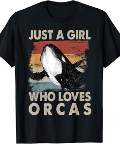 A Girl Who Loves Orcas Vintage Killer Whale Lover Orca T-Shirt