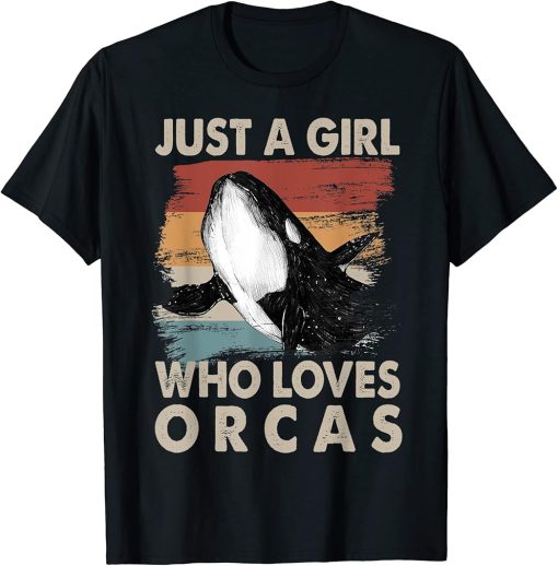 A Girl Who Loves Orcas Vintage Killer Whale Lover Orca T-Shirt